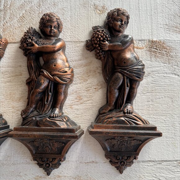 Vintage Dart Industries Cherub Set of Four Plastic with Faux Copper Finish - Picture 5 of 9